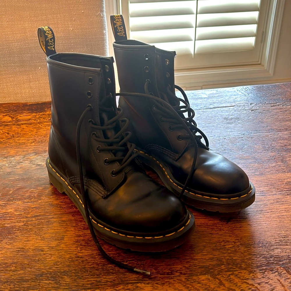 Black Leather Lace-Up Boots